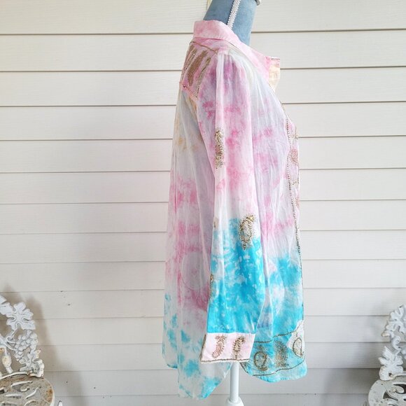 NWT Soft Surroundings Colorful Lightweight Cotton Dress Blouse - Picture 7 of 9